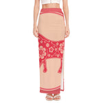 Chinese Flower Ox Zodiac Print High Slit Maxi Skirt