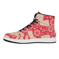 Chinese Flower Ox Zodiac Print High Top Leather Sneakers