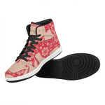 Chinese Flower Ox Zodiac Print High Top Leather Sneakers