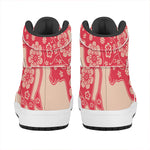 Chinese Flower Ox Zodiac Print High Top Leather Sneakers