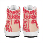 Chinese Flower Ox Zodiac Print High Top Leather Sneakers