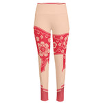 Chinese Flower Ox Zodiac Print High-Waisted Pocket Leggings