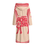 Chinese Flower Ox Zodiac Print Hooded Bathrobe