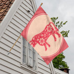 Chinese Flower Ox Zodiac Print House Flag