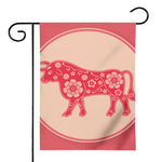 Chinese Flower Ox Zodiac Print House Flag