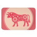Chinese Flower Ox Zodiac Print Indoor Door Mat