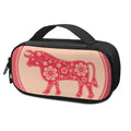 Chinese Flower Ox Zodiac Print Portable Cooler Travel Case