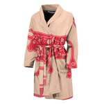 Chinese Flower Ox Zodiac Print Men's Bathrobe
