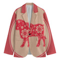 Chinese Flower Ox Zodiac Print Men's Blazer