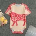 Chinese Flower Ox Zodiac Print Men's Bodysuit