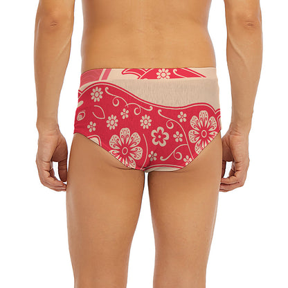 Chinese Flower Ox Zodiac Print Men's Briefs
