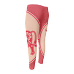 Chinese Flower Ox Zodiac Print Men's Compression Pants