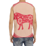Chinese Flower Ox Zodiac Print Men's Fitness Tank Top