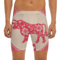 Chinese Flower Ox Zodiac Print Men's Long Boxer Briefs