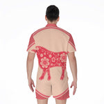 Chinese Flower Ox Zodiac Print Men's Rompers