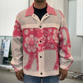 Chinese Flower Ox Zodiac Print Men's Shirt Jacket