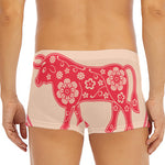 Chinese Flower Ox Zodiac Print Men's Short Boxer Briefs