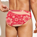 Chinese Flower Ox Zodiac Print Men's Swim Briefs