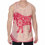 Chinese Flower Ox Zodiac Print Men's Velvet Tank Top