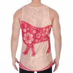 Chinese Flower Ox Zodiac Print Men's Velvet Tank Top