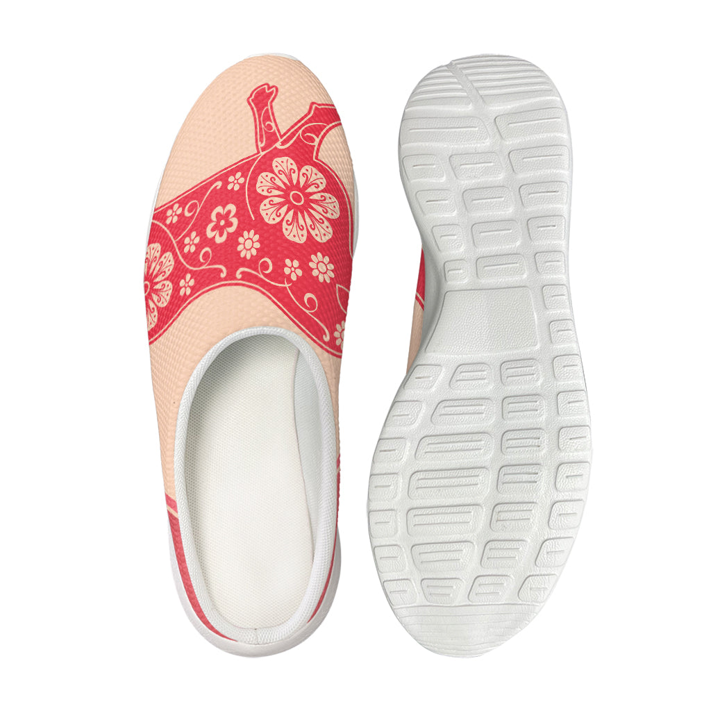 Chinese Flower Ox Zodiac Print Mesh Casual Shoes