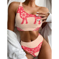 Chinese Flower Ox Zodiac Print One Shoulder Bikini Set