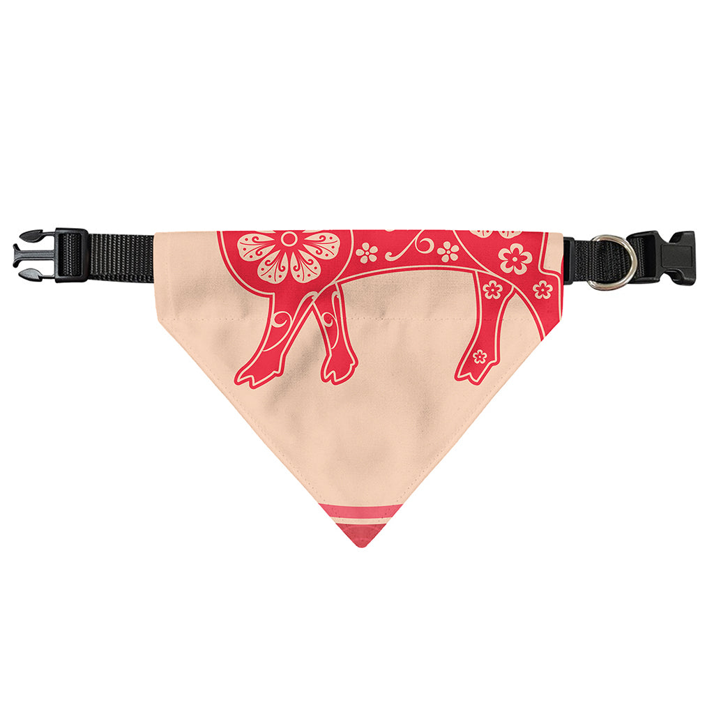 Chinese Flower Ox Zodiac Print Over The Collar Dog Bandana