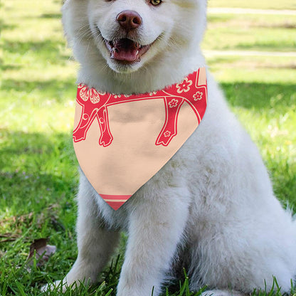 Chinese Flower Ox Zodiac Print Over The Collar Dog Bandana