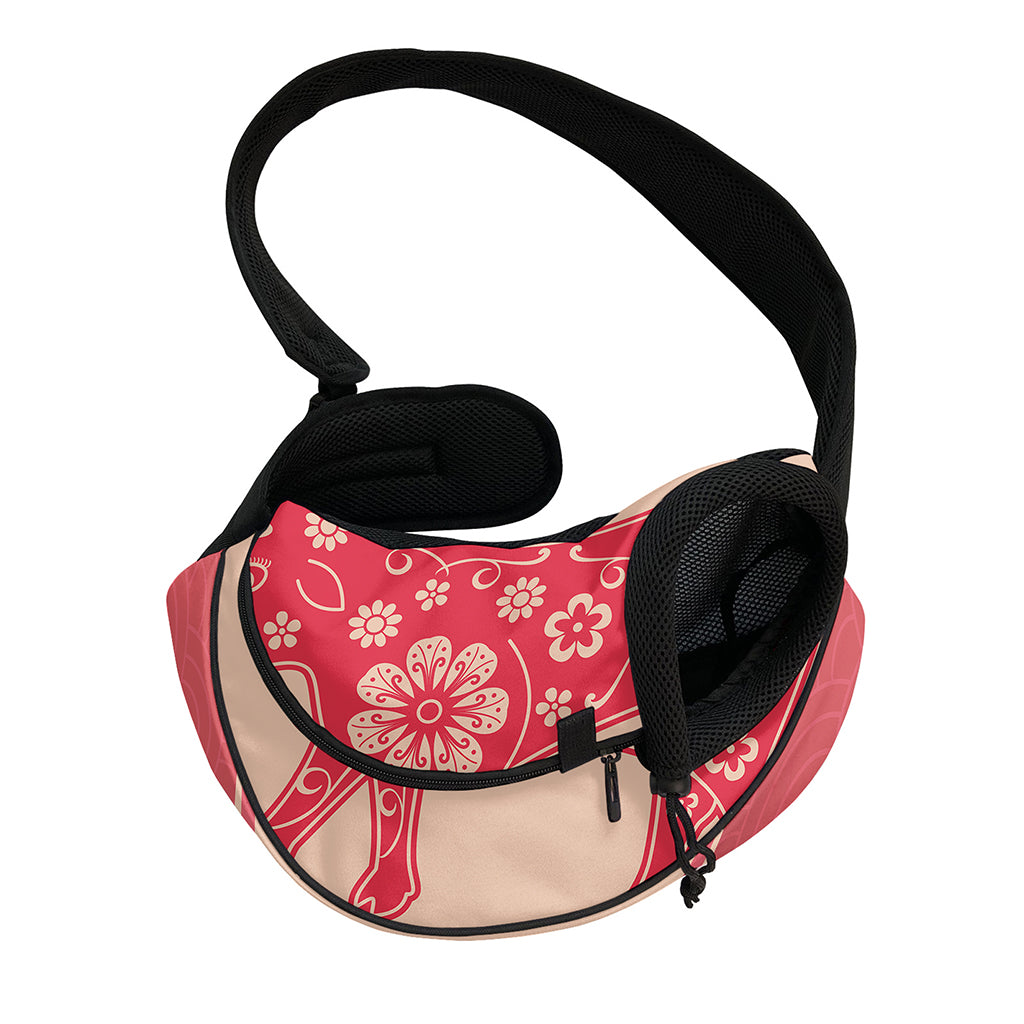 Chinese Flower Ox Zodiac Print Pet Sling Carrier