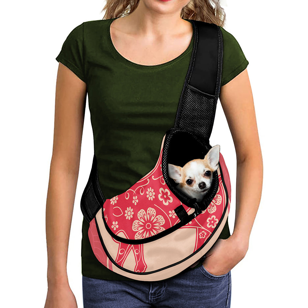 Chinese Flower Ox Zodiac Print Pet Sling Carrier