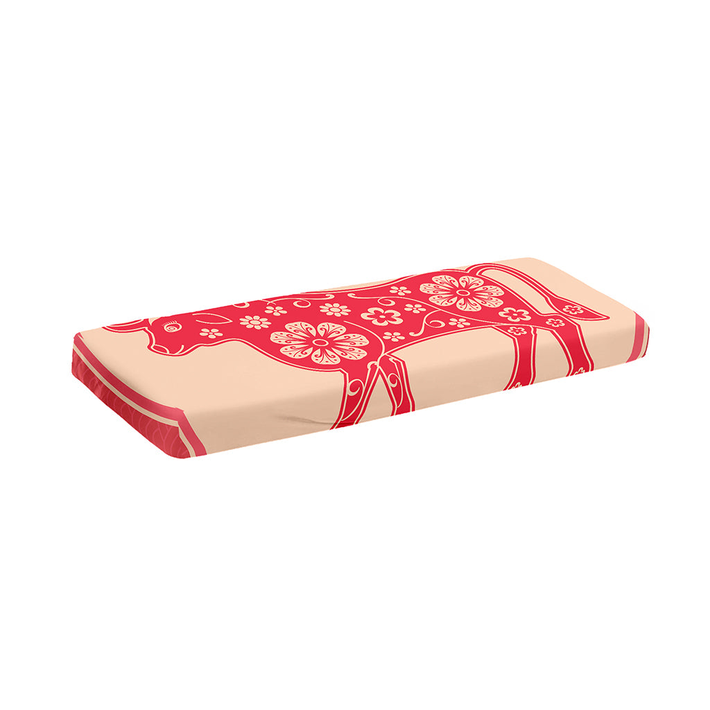 Chinese Flower Ox Zodiac Print Piano Keyboard Cover