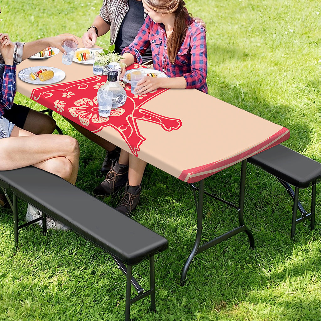 Chinese Flower Ox Zodiac Print Picnic Table Cover