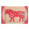 Chinese Flower Ox Zodiac Print Placemat