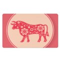 Chinese Flower Ox Zodiac Print Polyester Doormat