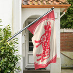 Chinese Flower Ox Zodiac Print Polyester Flag