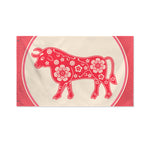 Chinese Flower Ox Zodiac Print Polyester Flag
