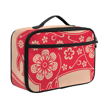 Chinese Flower Ox Zodiac Print Portable Lunch Bag