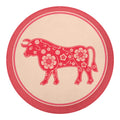 Chinese Flower Ox Zodiac Print Round Blanket