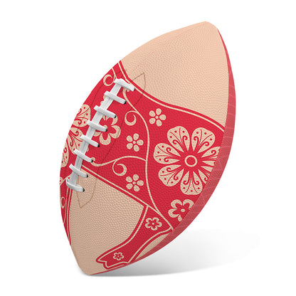 Chinese Flower Ox Zodiac Print Rugby Ball