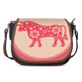 Chinese Flower Ox Zodiac Print Saddle Bag