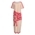Chinese Flower Ox Zodiac Print Short Sleeve Long Nightdress