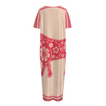Chinese Flower Ox Zodiac Print Short Sleeve Long Nightdress