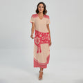Chinese Flower Ox Zodiac Print Short Sleeve Maxi Dress