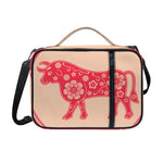 Chinese Flower Ox Zodiac Print Shoulder Strap Bible Bag