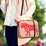 Chinese Flower Ox Zodiac Print Shoulder Strap Bible Bag