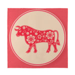 Chinese Flower Ox Zodiac Print Silk Bandana