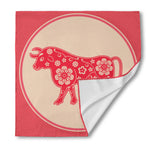 Chinese Flower Ox Zodiac Print Silk Bandana