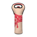 Chinese Flower Ox Zodiac Print Single Neoprene Wine Tote
