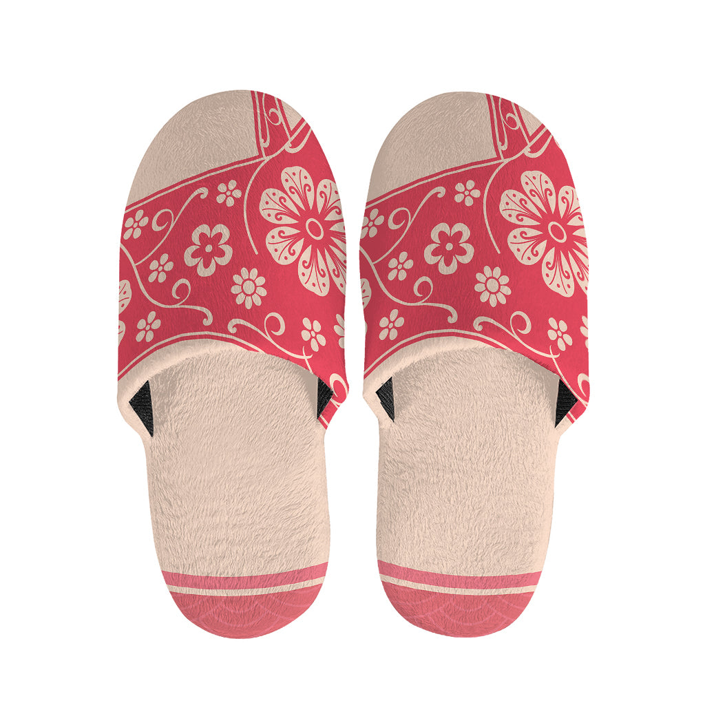 Chinese Flower Ox Zodiac Print Slippers