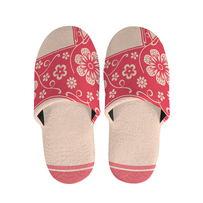 Chinese Flower Ox Zodiac Print Slippers